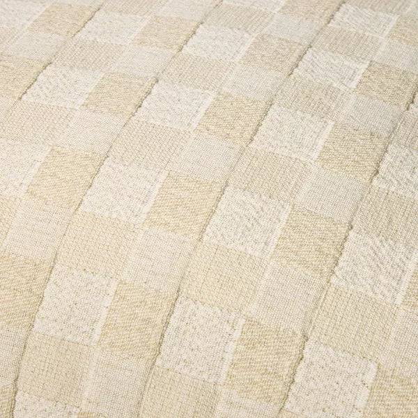 Checkerboard Textured Euro Pillow Beige - Farmhouse Throw Pillow, Cotton, Indoor Use