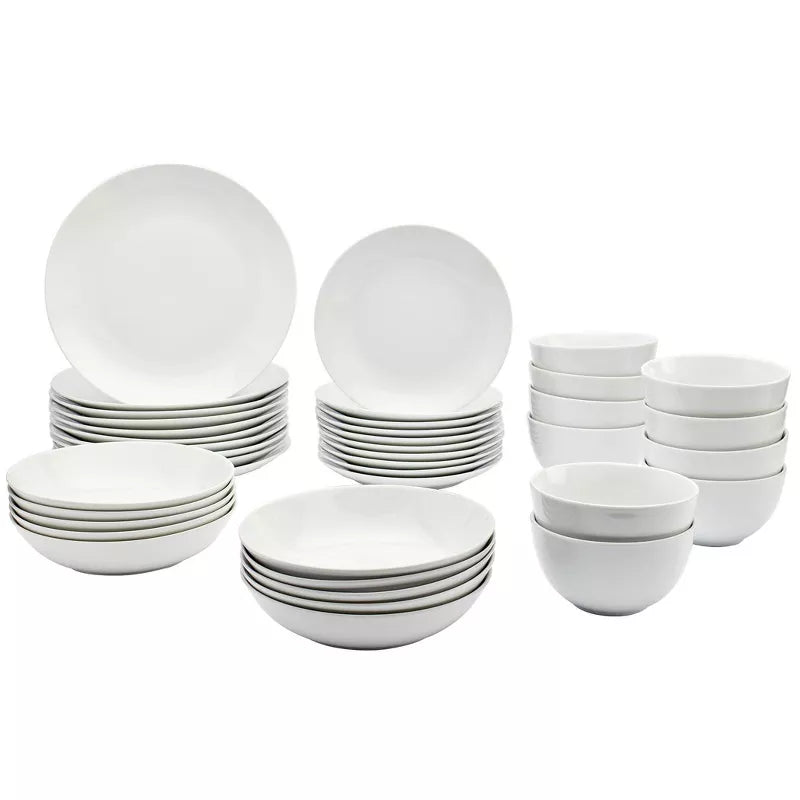 40pc Porcelain Catering Dinnerware Set White - Tabletops Gallery