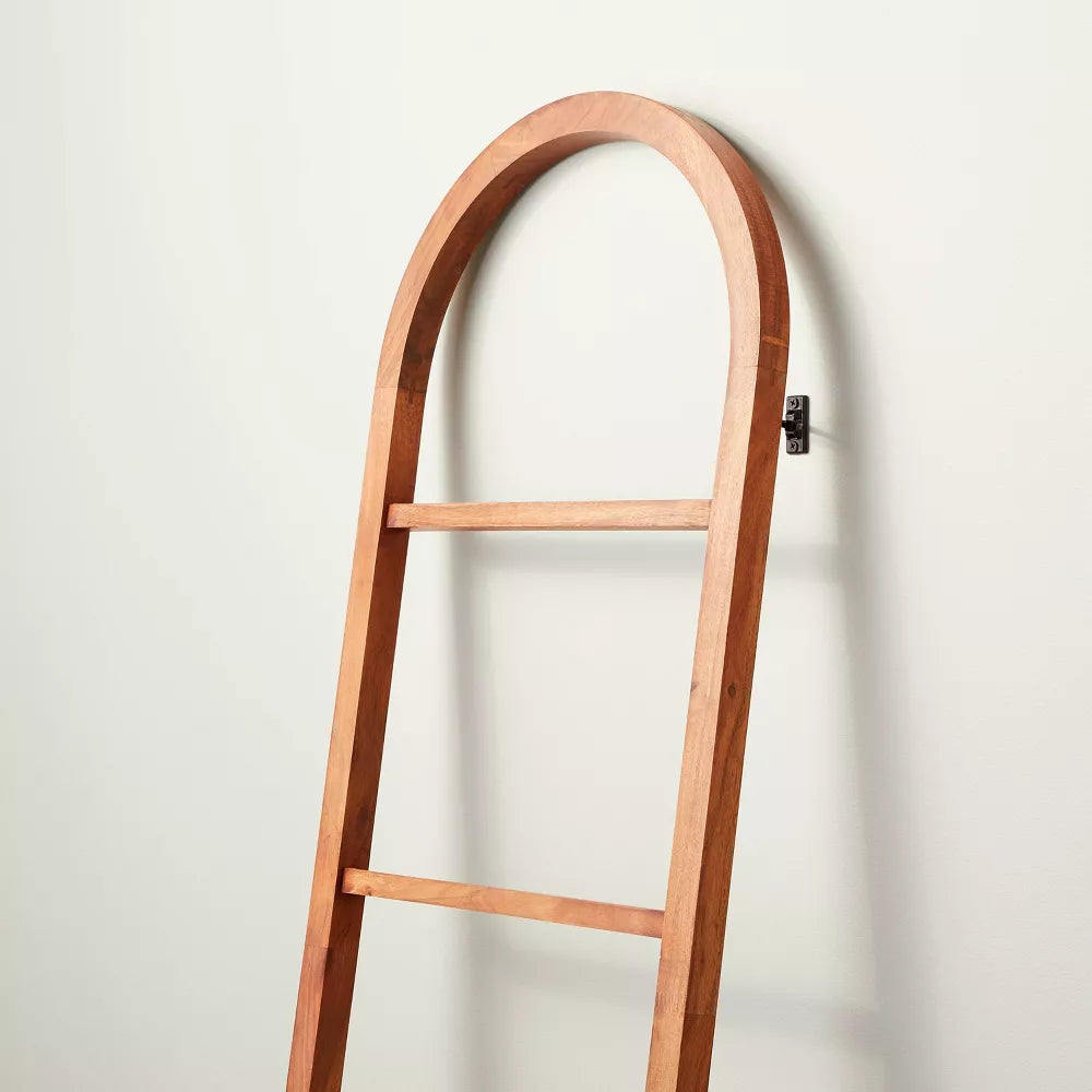 Arched Wood Throw Blanket Ladder Brown