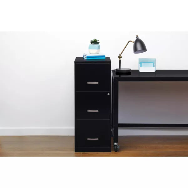 Industries Space Solutions File Cabinet 3 Drawer - Black: Vertical Steel Storage, GreenGuard Certified
