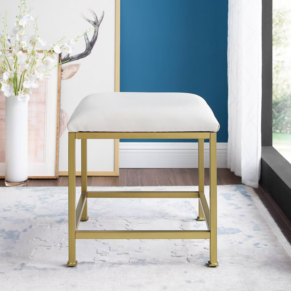 Aimee Vanity Stool Gold - Crosley: SHOWROOM ITEM 