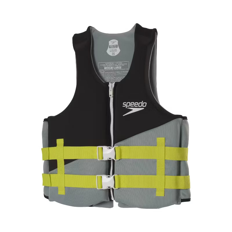 Adult Life Vest - Black/Lime XS/S: Polyethylene & Polyester Buckle Closure