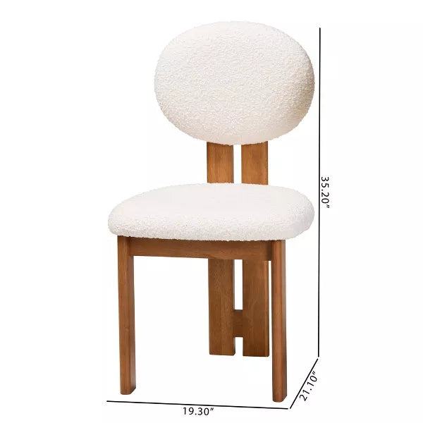 1-Piece Kacela Boucle Fabric and Wood Dining Chair