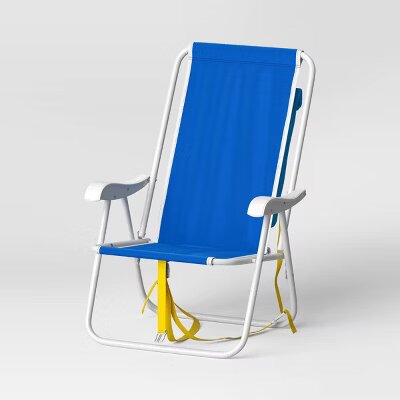 Recycled Fabric Outdoor Portable Beach Chair with Storage Space Blue