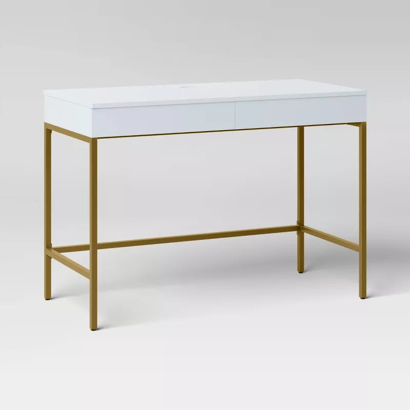 Loring Wood Writing Desk with Drawers and Charging Station, final cut