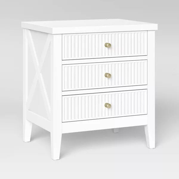 Wrentham Beadboard Farmhouse 3 Drawer Nightstand White