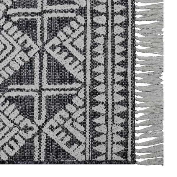 Outdoor Rug Tasseled Charcoal 6'x9'
