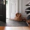 Hand Woven Cotton/Wool Runner Black - Stripe Pattern 2'x7'