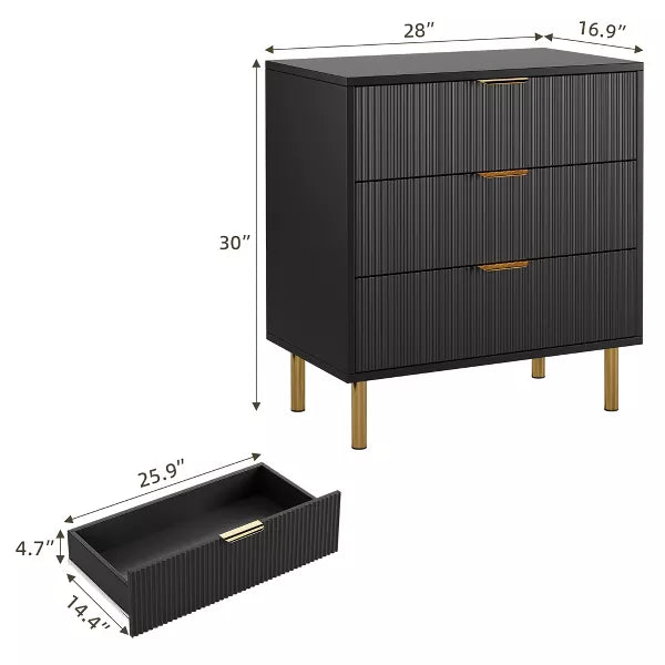 3 Drawer Dresser for Bedroom, Large Nightstand Chest of Drawers