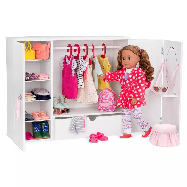 Wooden Wardrobe - Closet for Dolls