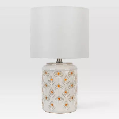 Diamond Cutout Table Lamp with Lit Base