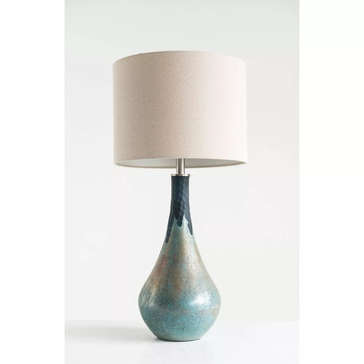 Opal Finish & Linen Shade Glass Table Lamp 1-Piece