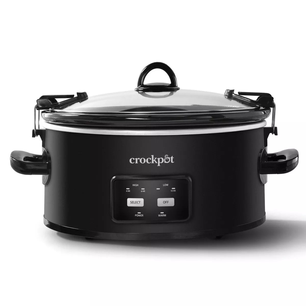 6qt Cook & Carry One Touch Programmable Slow Cooker Matte Black: Locking Lid, Removable Stoneware Pot