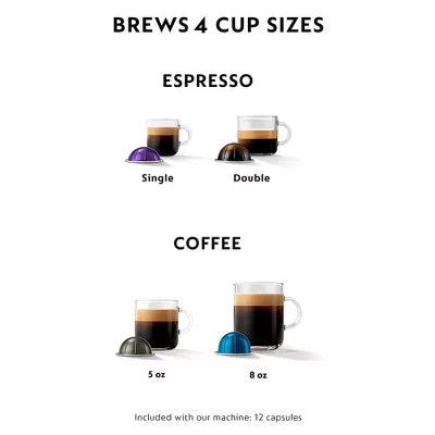 Nespresso VertuoPlus Coffee Maker and Espresso Machine Black Matte: Best Rated, Uses Nespresso Pods, 12 Capsules Included