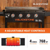 Omnivore Propane Griddle Combo, 4 Burners, Outdoor BBQ Grill Stove, Powder Coated Steel, Cooking Top, Black