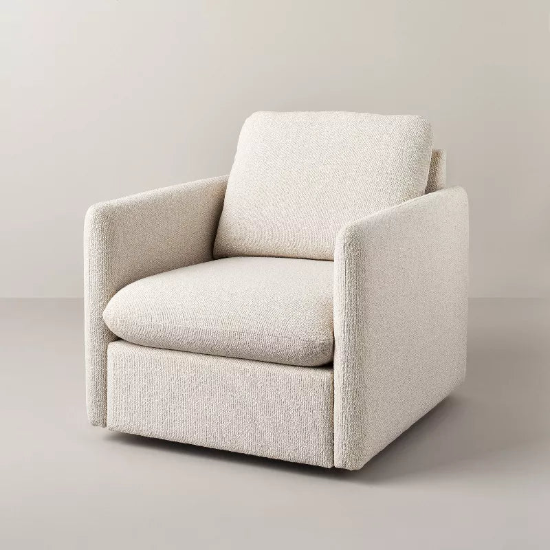 Boucle Upholstered Swivel Arm Chair