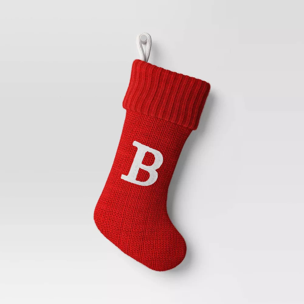 Knit Monogram Christmas Stocking Red, final cut