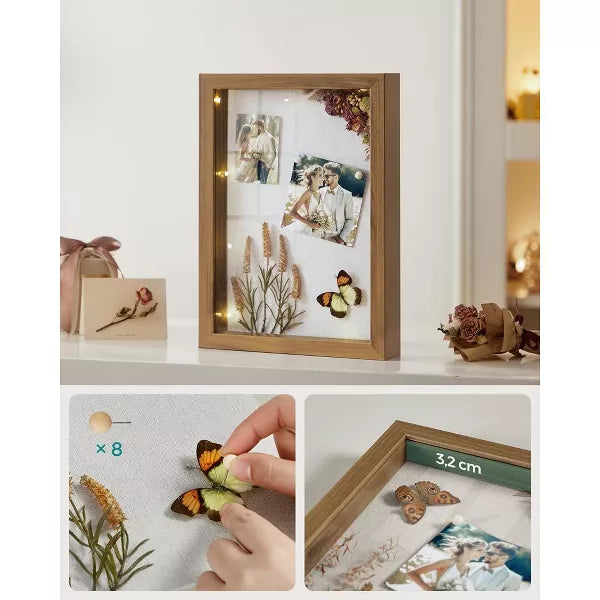 A4 Shadow Box Frame, Memory Display Case for Desk Wall Decor Set of 2