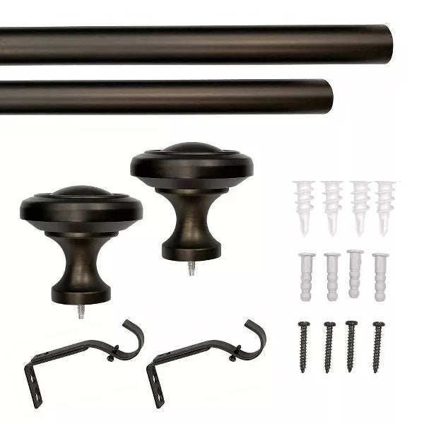 Decorative Drapery Curtain Rod with Knob Finials Oil Rubbed Bronze : Adjustable Drapery Rods Hardware