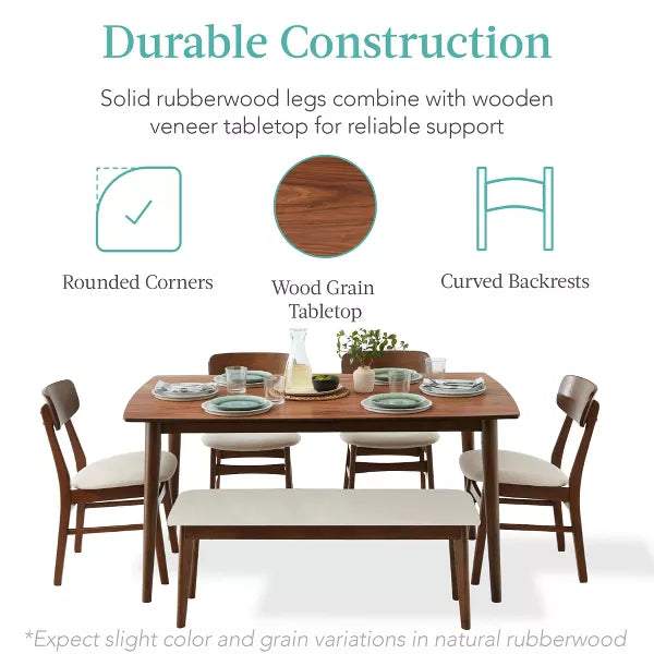 4-Piece Mid-Century Modern Upholstered Wooden Dining Chairs ONLY