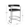 Cannonwood Half Moon Shape Metal Upholstered Back Counter Height Barstool Silver: Faux Leather