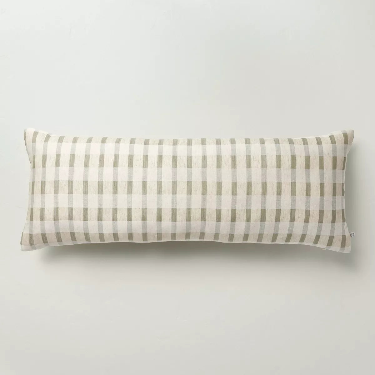 14"x36" Layered Stripe Lumbar Bed Pillow Sage SHOWROOM ITEM