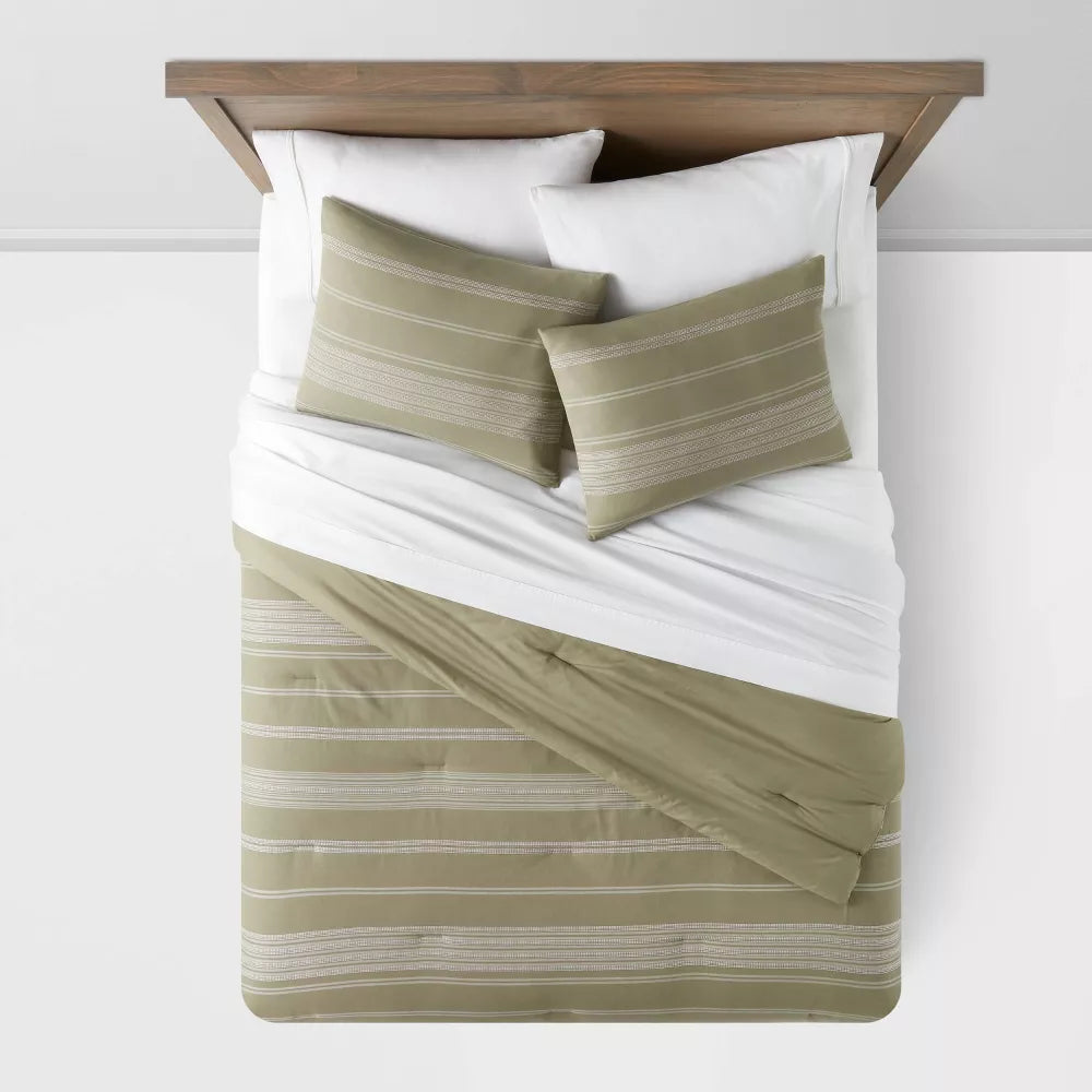 Cotton Woven Stripe Comforter & Sham Set - Twin/Twin Extra Long