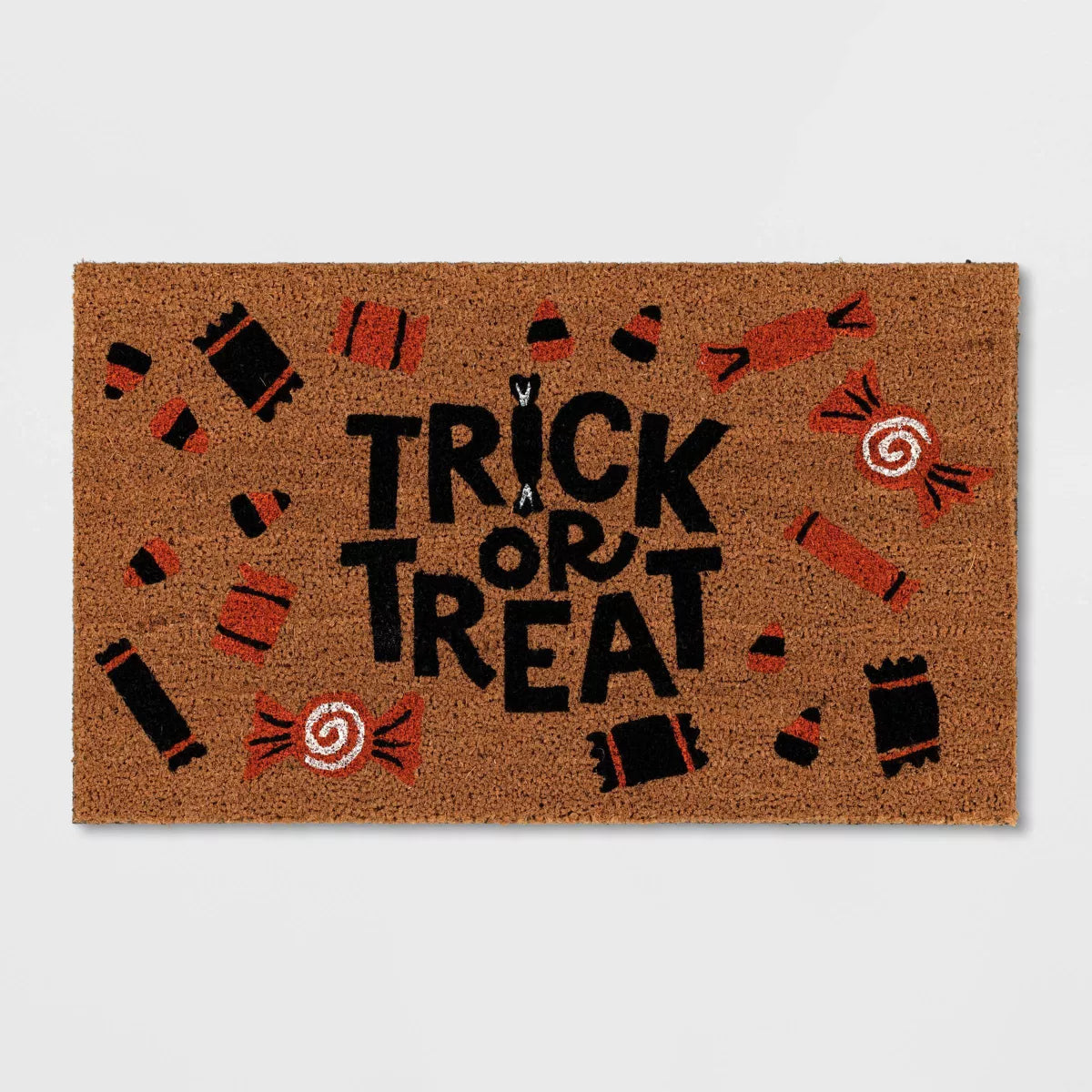 'Trick or Treat' Halloween Coir Doormat Orange
