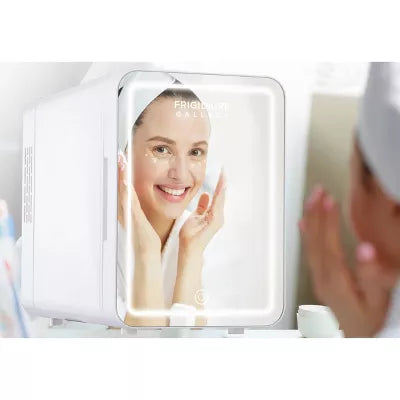 Gallery 9 Can Beauty Lighted Mirror Fridge - White