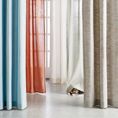 2 pcs Light Filtering Solid Window Curtain Panel