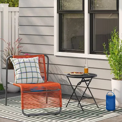 PVC Stackable Patio Lounge Chair Red