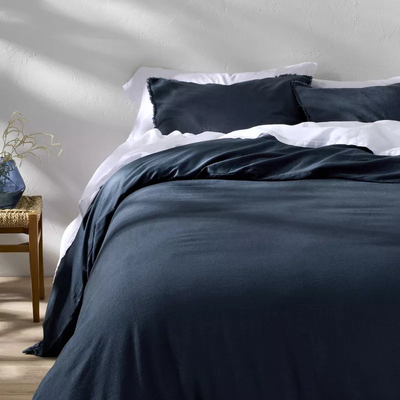 Heavyweight Linen Blend Duvet Cover and Sham Set - King