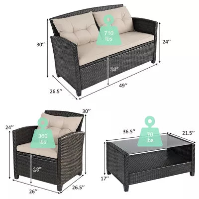4PCS Outdoor Rattan Furniture Set