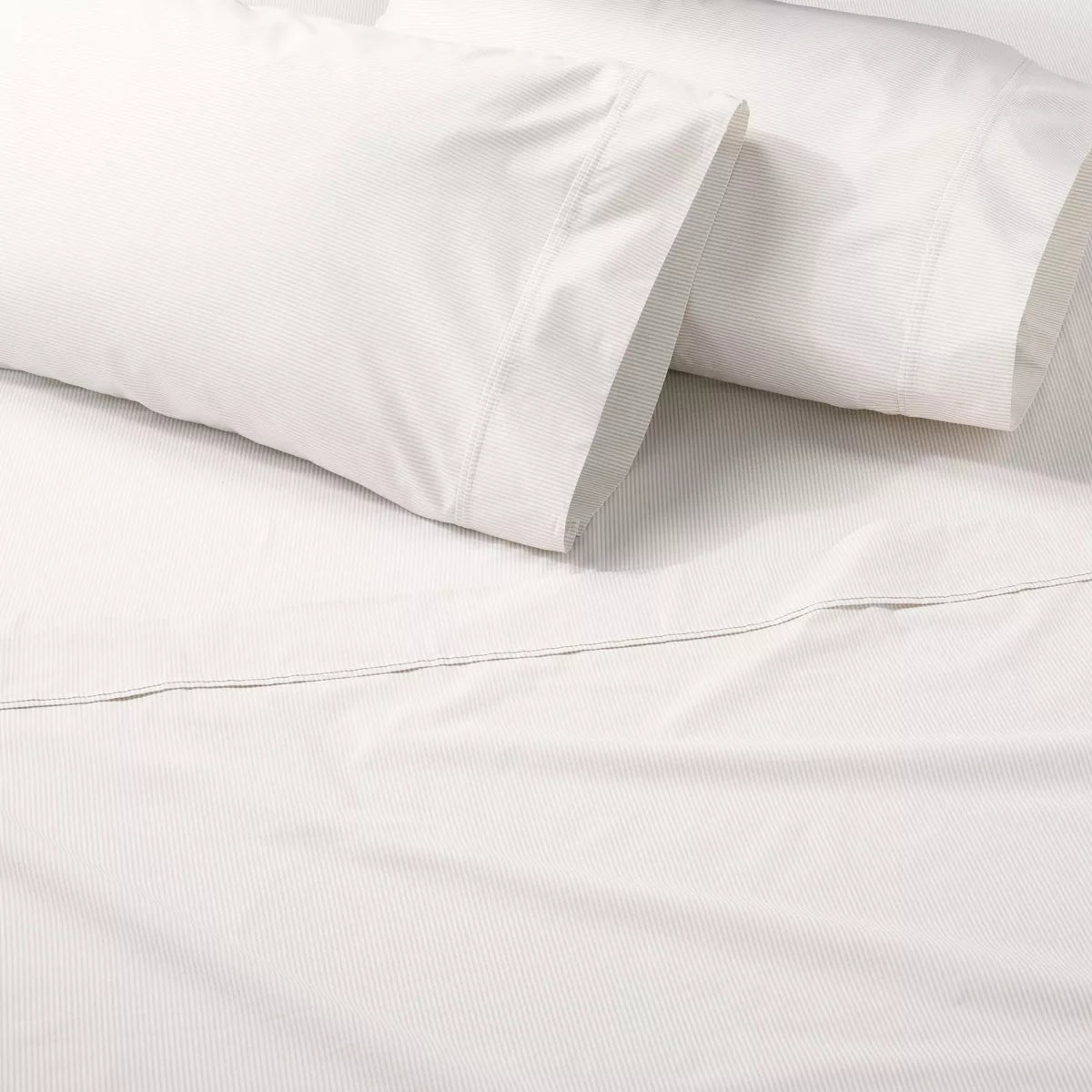 4pc Cotton Percale Microstripe Sheet Set - Pebble SHOWROOM ITEM