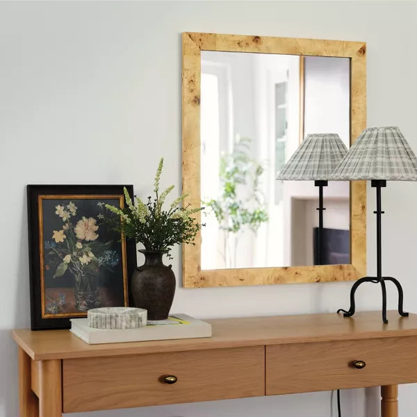 SET OF 2 Burl Wood Wall Mirror
