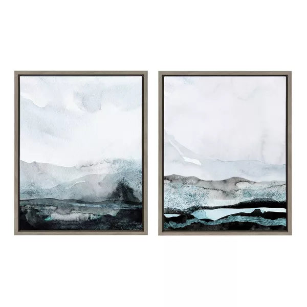 1-Piece Sylvie Layers by Maja Mitrovic of Makes My Day Happy Framed Canvas Gray