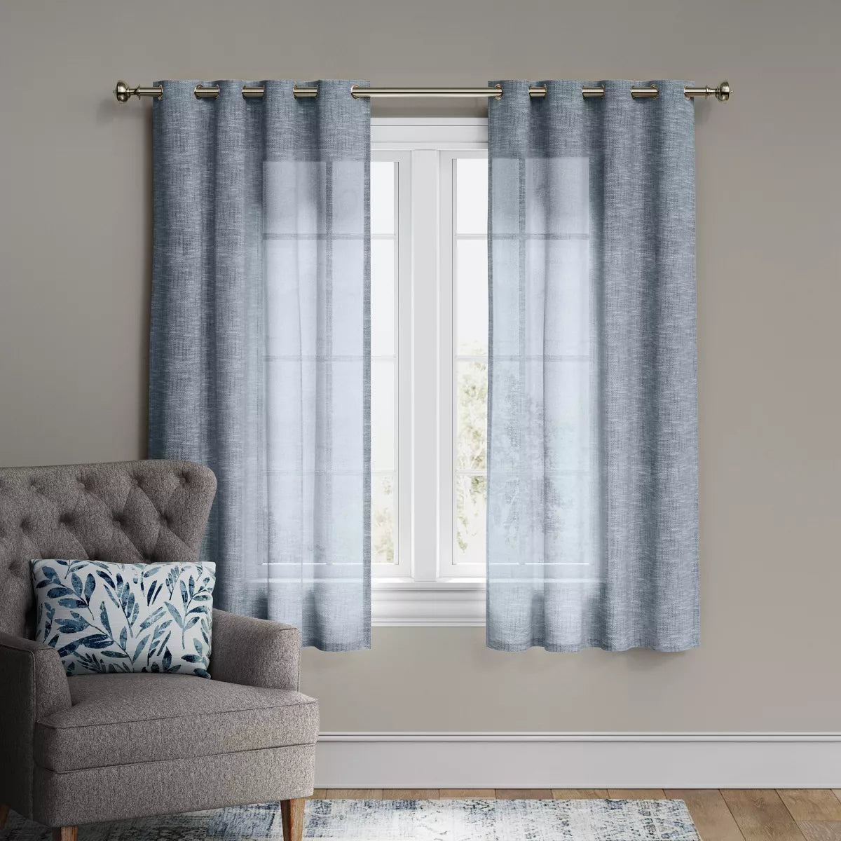 2pcs Light Filtering Textured Weave Window Curtain Panel