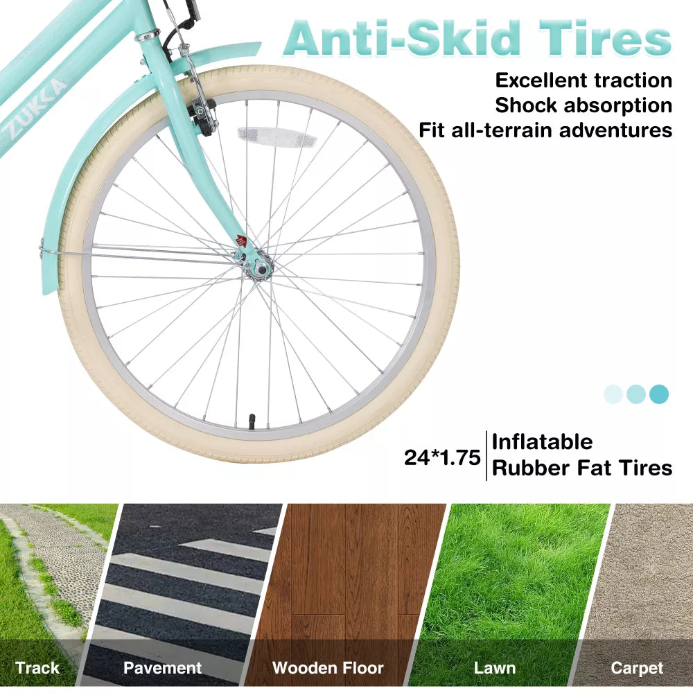 Bicycle, Garden & Outdoor Comfort Bike with Adjustable Saddle & Full-Coverage Chain Guard & Basket