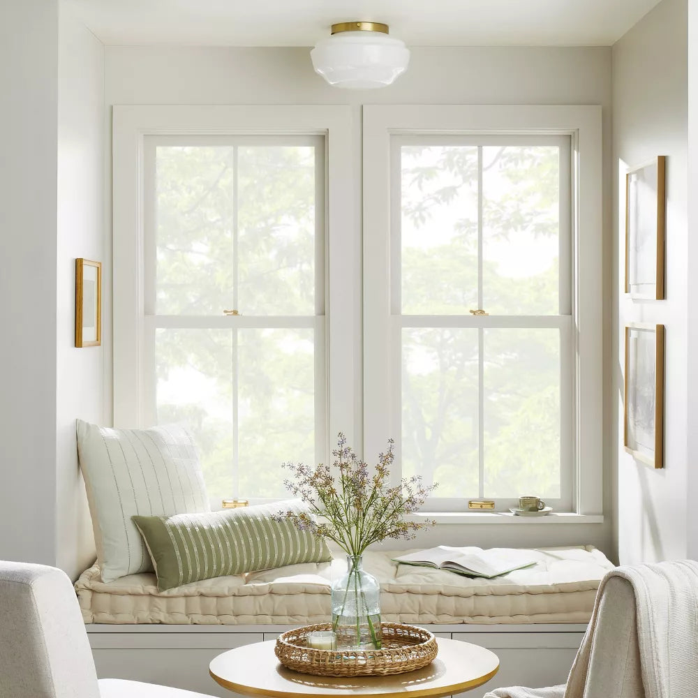 Milk Glass Flush Mount Celling Light