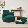 360° Swivel Chair Corduroy Upholstered Accent Chair with Moon Storage Ottoman, Oversized Accent Barrel Armchair with 4 Pillows