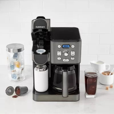 Coffee Center 2-IN-1 Coffee Maker and Single-Serve Brewer -Black Stainless Steel- Programmable K-Cup & Ground Coffee Machine