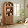 Grooved Wood Arch Bookcase Cabinet