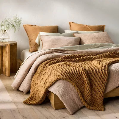 Textured Chambray Comforter & Sham Set -Full/Queen