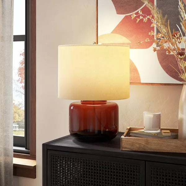 Amber Glass Table Lamp Brown