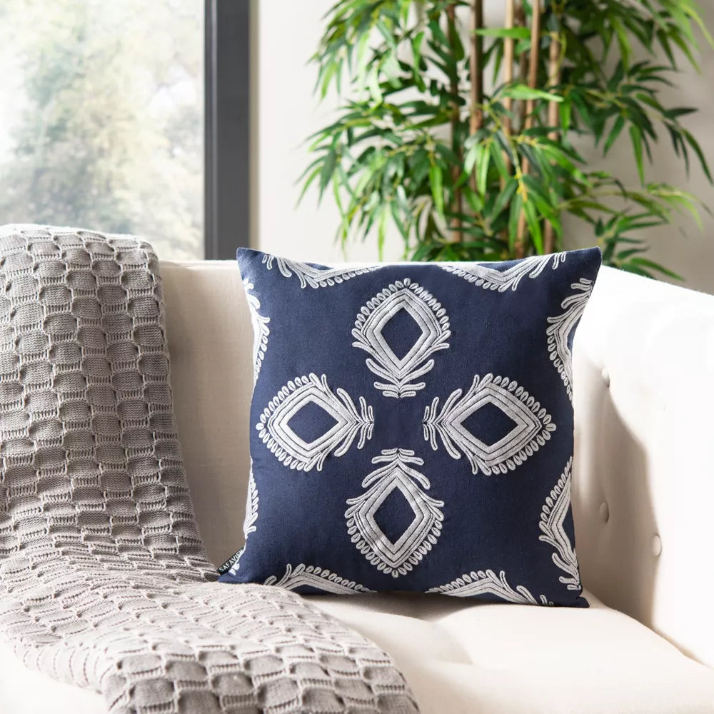 Blossom Pillow - Navy/Periwinkle