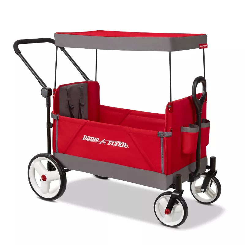 Convertible Kid & Cargo Stroller Wagon with Canopy: Steel & Plastic Frame