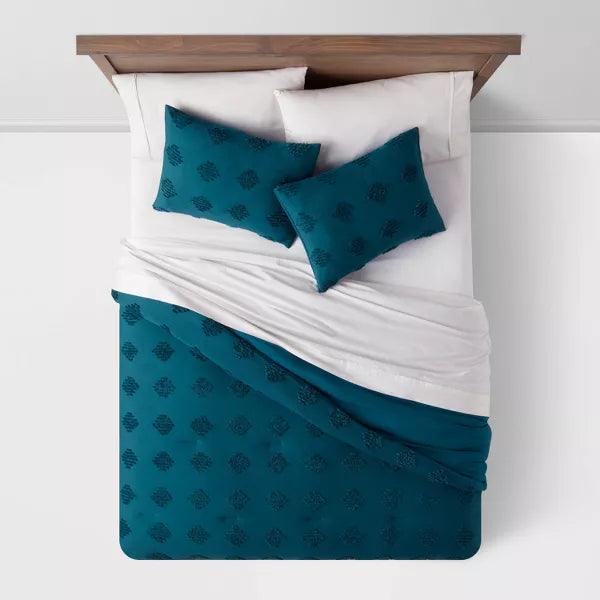 Tufted Diamond Crinkle Comforter and Sham Set - Twin/Twin XL
