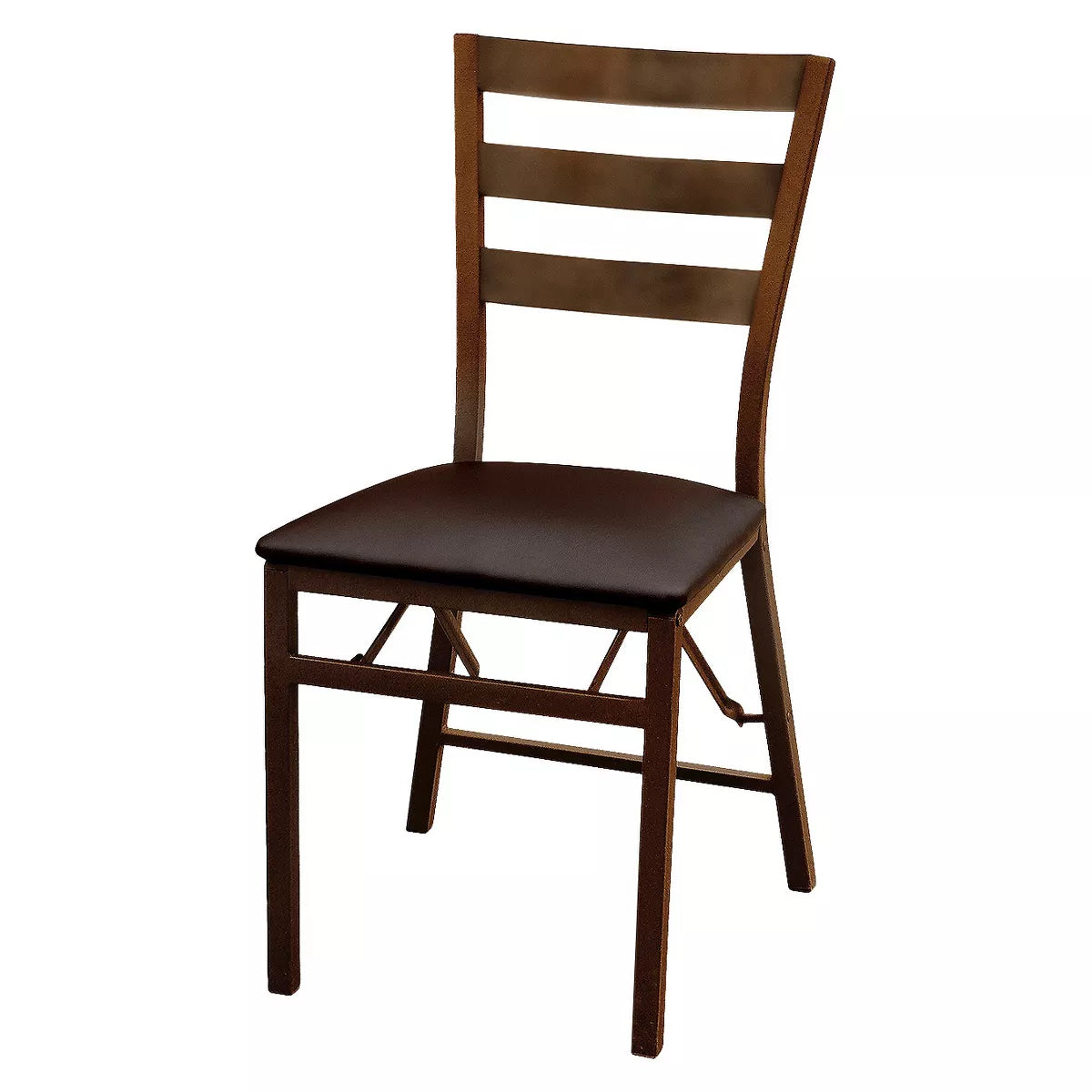 Wood Ladder Back Padded Folding Chair Brown Set of 4