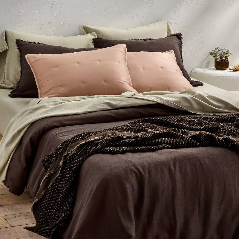 Heavyweight Linen Blend Comforter and Sham Set - Full/Queen