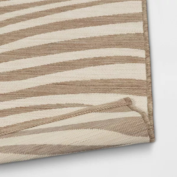 Wavy Lines Outdoor Area Rug Beige/Natural Brown 5'x7'